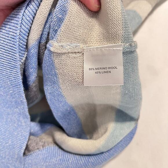 Peter Millar men’s medium blue quarter zip pull over merino wool linen blend - Picture 5 of 7